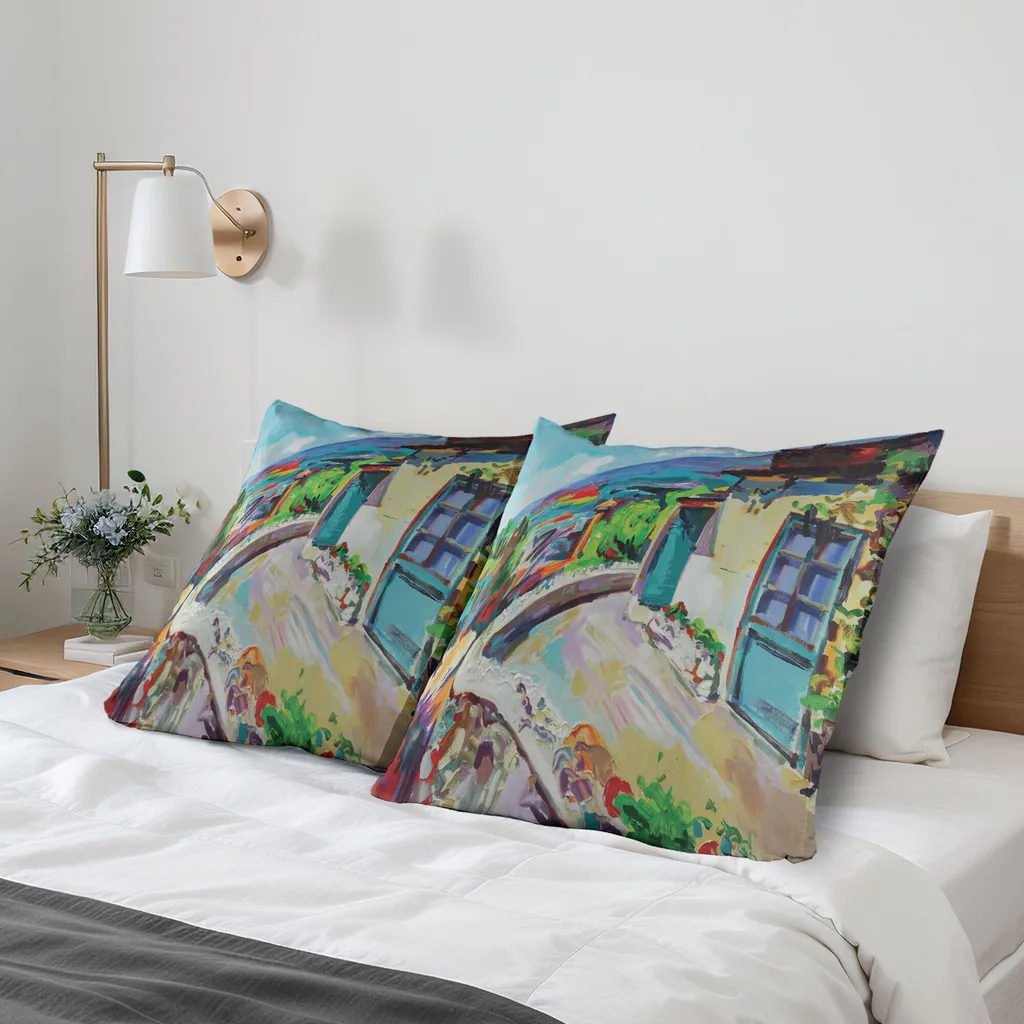 ABAKUHAUS Federe Cuscino 50x50 Set Di 2 - Floreale Uccelli Francesi, Marrone/Beige, Stampa Digitale