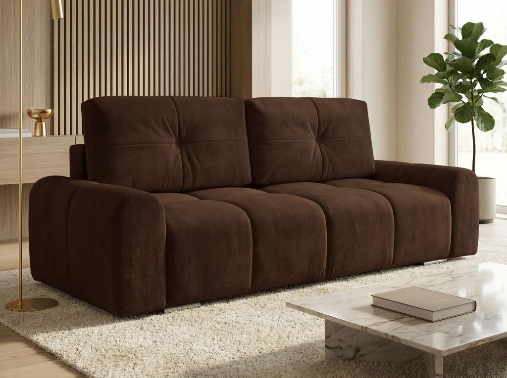 Schlafsofa Fluffy mit Schlaffunktion und Bettkasten - Bonellfederkern, Chenille-Bezug, große Liegefläche 195x145 cm, modernes Polstersofa & Betts...