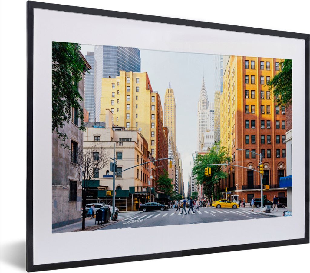 MuchoWow MuchoWow Gerahmtes Poster Kreuzung in New York 40x30 cm - Poster mit zchwarzem Bilderrahmen - Bilderrahmen - Poster im Rahmen