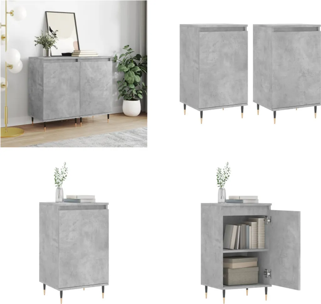 Style Industrial: Set 2 Credenze Grigio Cemento vidaXL 40x35x70 cm