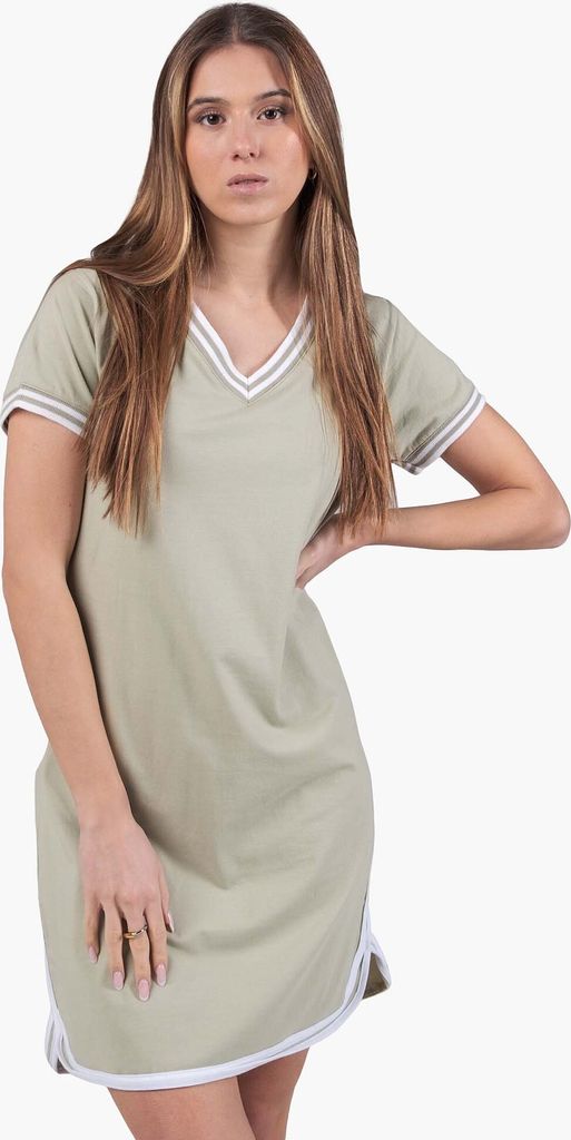 Kleinigkeit Skörti V-Neck Kleid Damen, grün, M