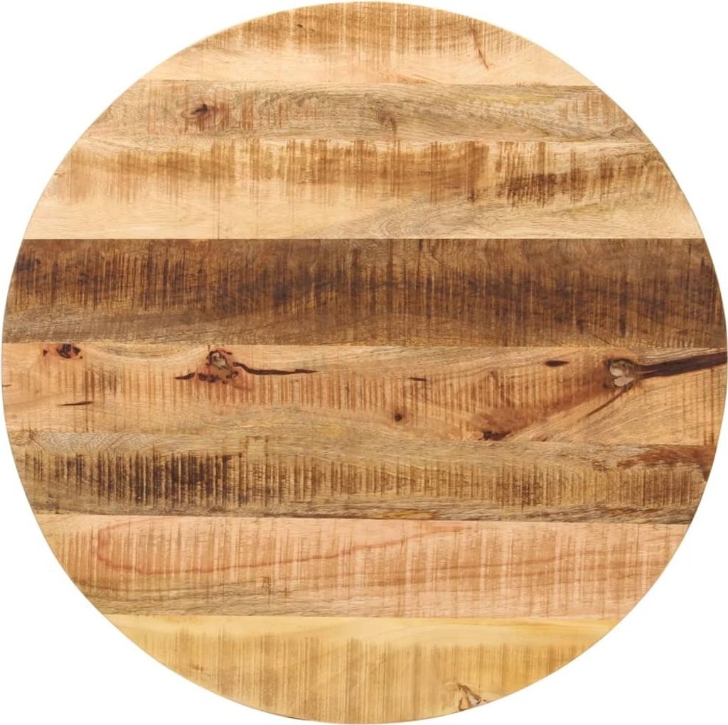 Tischplatte Ø 90x2,5 cm Rund Raues Massives Mangoholz