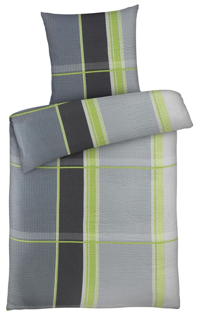 Seersucker Bettwäsche 135x200 cm aus 100% Polyester - Grau Produktbild 