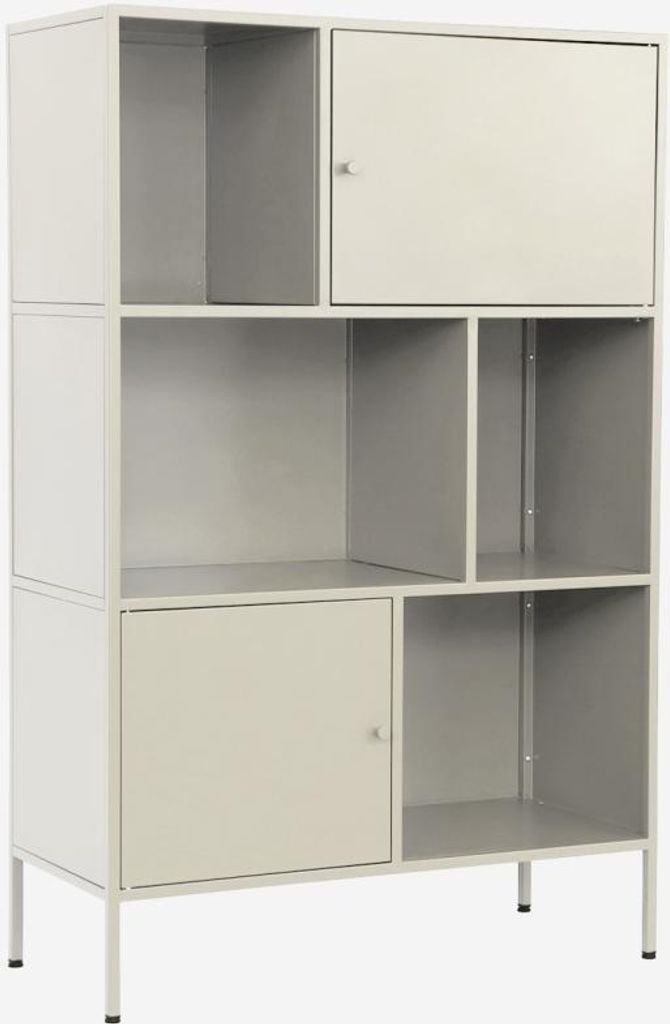 sweeek - Sideboard, industrielles Aufbewahrungsmöbel aus Stahl mit 6 Stauräumen - Creme