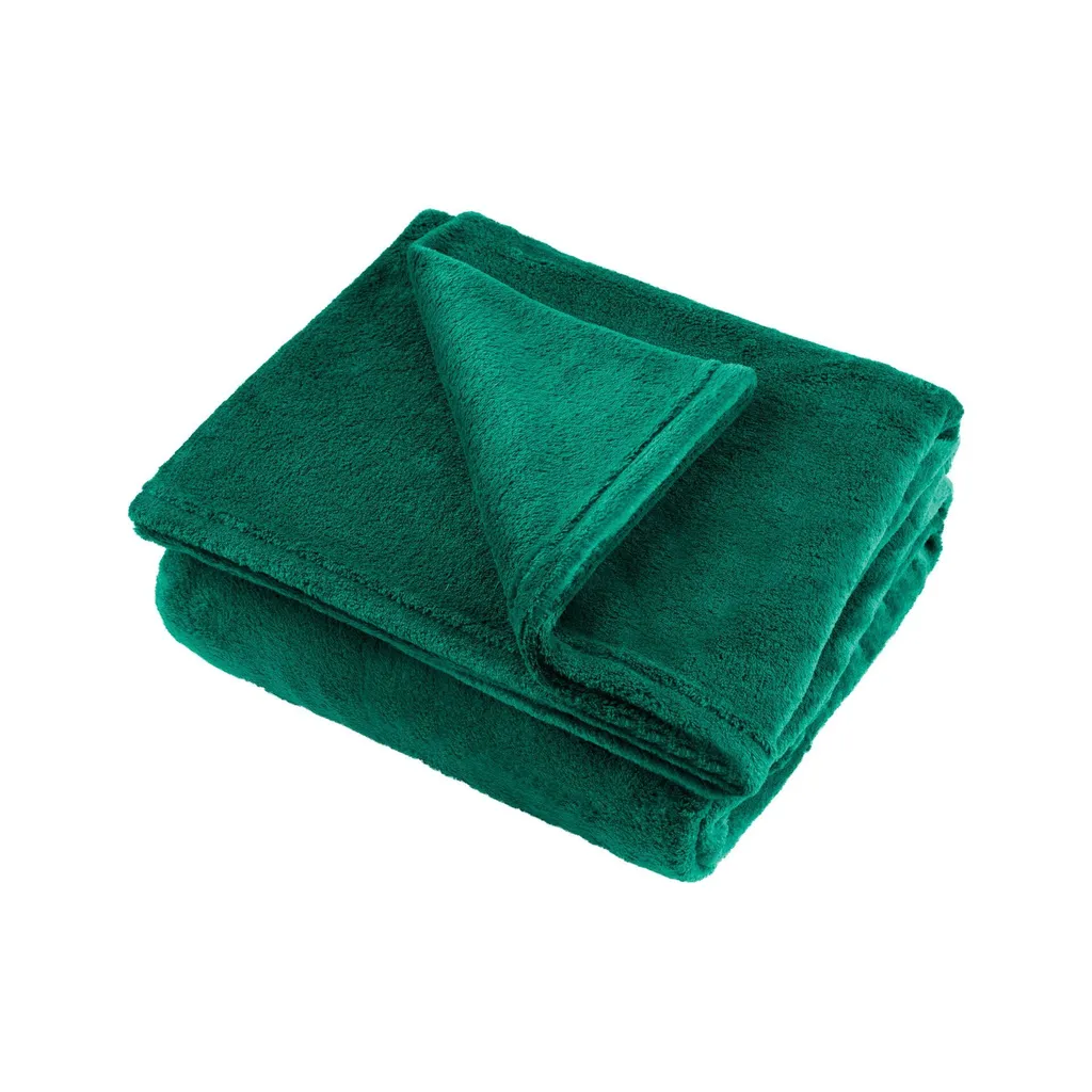 Couverture polaire verte 200x220 cm - Idéale pour vos soirées hivernales