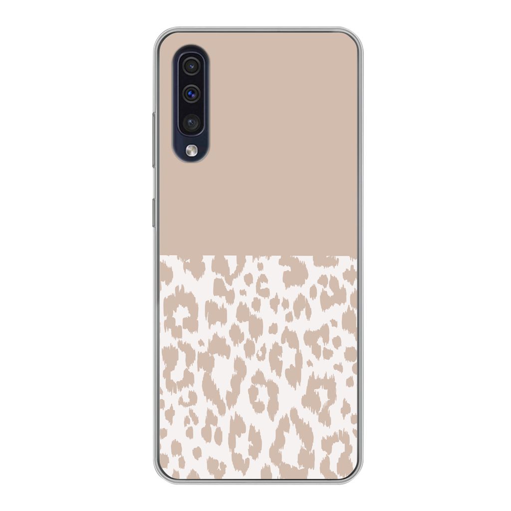 MuchoWow Handyhülle Schutzhülle Hülle für Samsung Galaxy A30s Panther Druck - Rosa - Tiere Silikon Softcase Handy Hülle - Karteninhaber