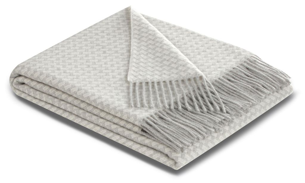 Biederlack Plaid mit Fransen Vivo Farbe silver Größe 130 x 170
