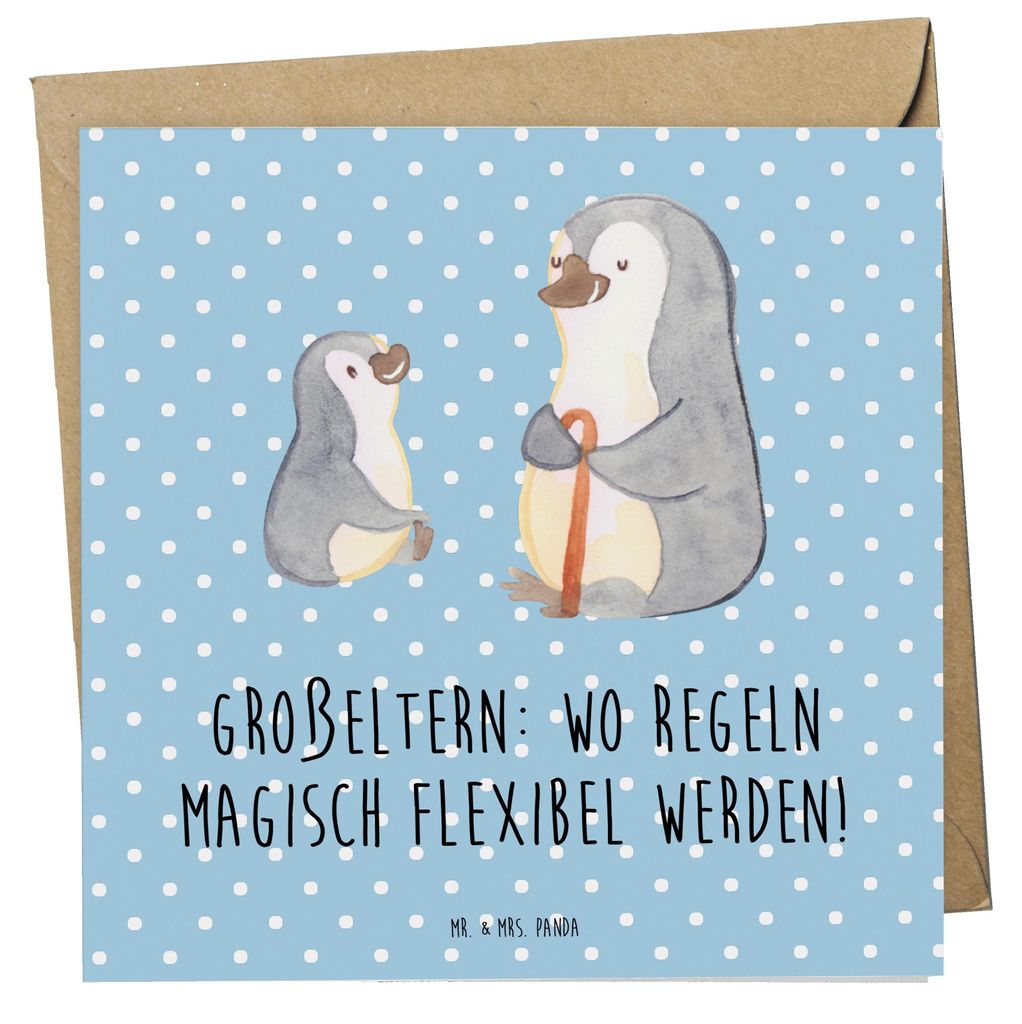 Mr. & Mrs. Panda Grußkarte Großeltern Magie - Blau Pastell - Geschenk, Enkelkinder, Familienleben, doppelkarte, Klappkarte, Generationen, Flexibi...