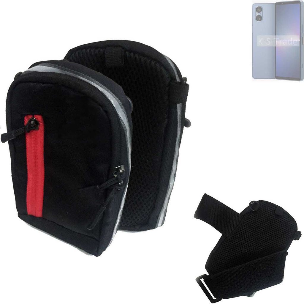 K-S-Trade Outdoor Gürteltasche Holster Umhängetasche kompatibel mit Sony Xperia 5 V schwarz Handy Tasche Case travelbag Schutz Hülle Handy Hülle