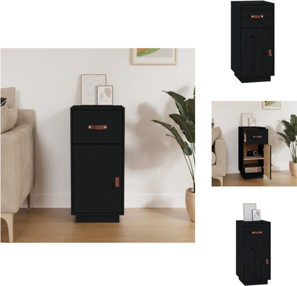 vidaXL Sideboard Schwarz 34x40x75 cm Massivholz Kiefer - Sideboards