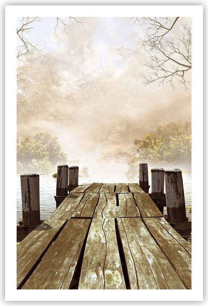 Poster - Poster ohne Rahmen - Illustration herbst landschaft bäume - 61x91,5 cm - Wand Bild - Wanddeko - Wandbilder - Kunstposter - Wandposter - B...