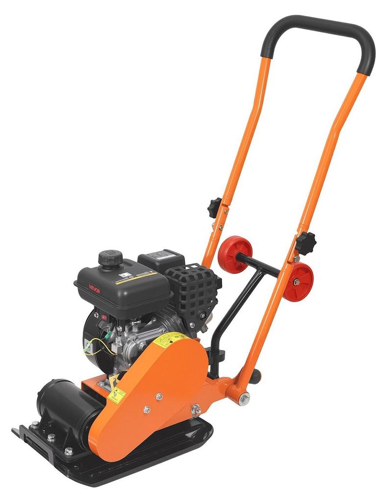Plate Compactor, 2 HP 79CC Gas Engine, 5250 VPM Vibrating Ground Rammer, 8 kN Compaction Force, 41 x 31.5 cm Plate, Walk Behind Compactor for Paver...