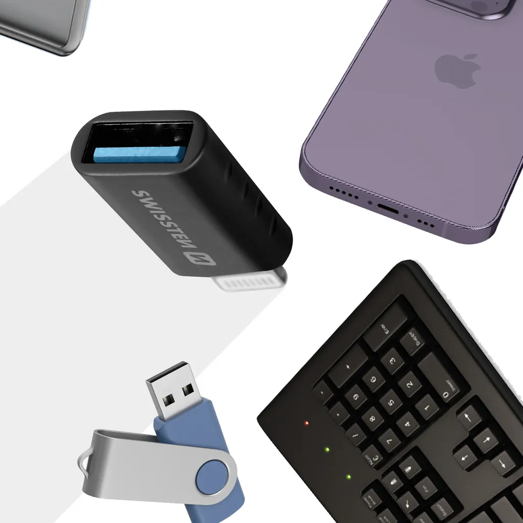 Adattatore Lightning / USB OTG per trasferimento dati e ricarica, Swissten - Nero - 6
