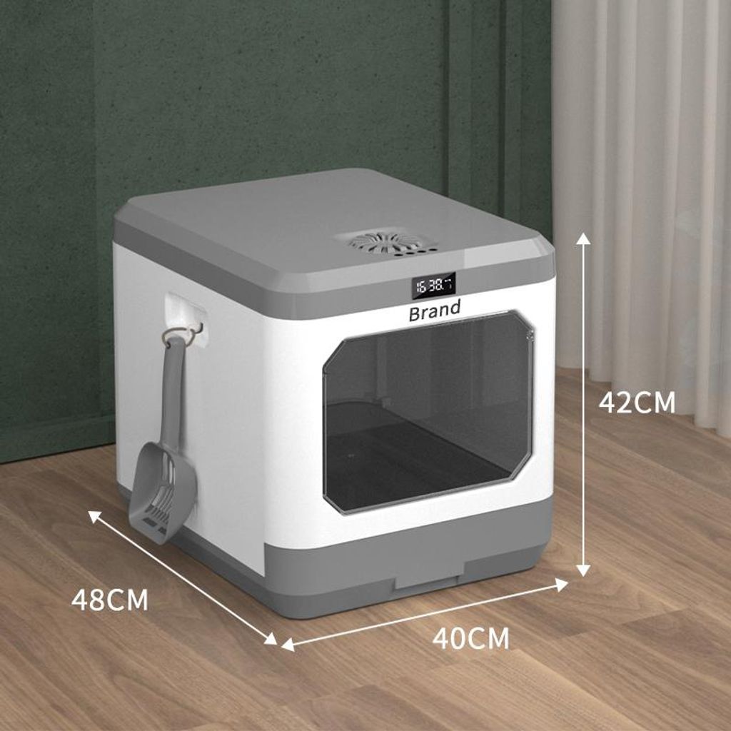 Intelligentes geschlossenes Katzenklo mit Plasma-Geruchsneutralisierung & Spritzschutz – Kompatibel mit Bentonit-/Tofu-Streu – Mit Pfotenabstre...