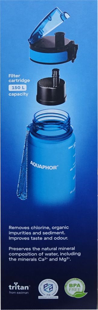 Borraccia Filtrante Aquaphor City 500ml Blu Con 3 Filtri Inclusi – BPA Free - Foto 2