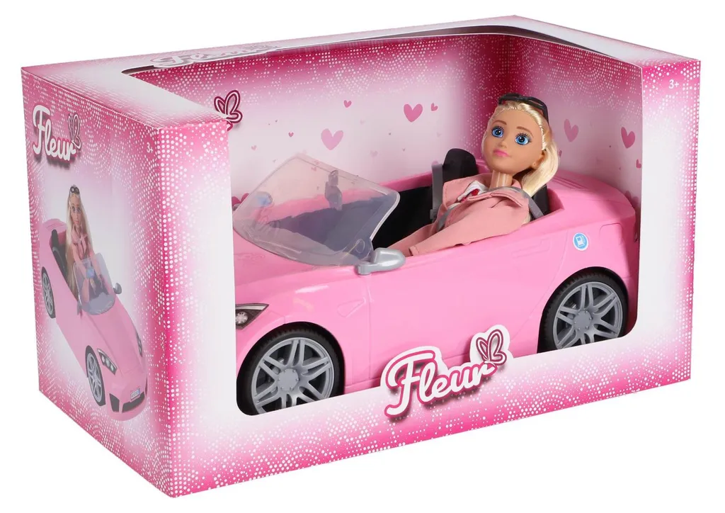 Coffret poupée articulée et voiture décapotable Fleur Deluxe - Jouet complet