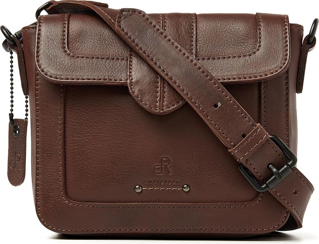 dR Amsterdam Umhängetasche | Leder Schultertasche | Damenhandtaschen | Damen Crossbody Tasche | Tampa - 933735 Brown