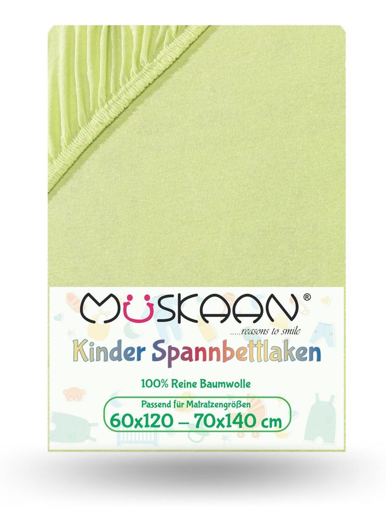Jersey Kinder Spannbettlaken 60x120 cm - 70x140 cm Grün Produktbild 