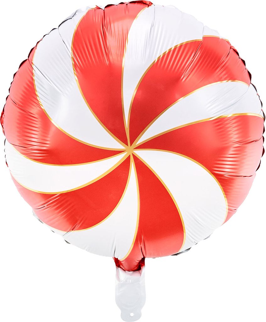 Ballon en plastique Bonbon rond 35cm blanc / rouge / or Image du produit 