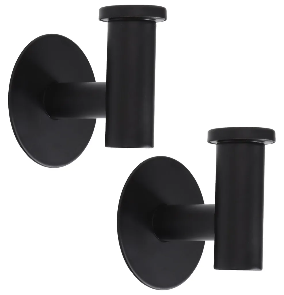 Lot de 2 crochets adhésifs pour serviettes noir mat salle de bain