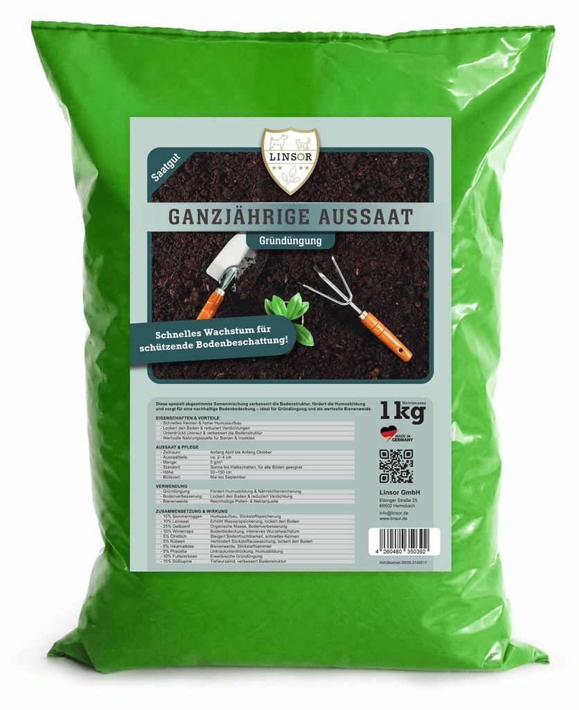 Gründüngung Mischung - Ganzjährige Aussaat 1 kg Produktbild 