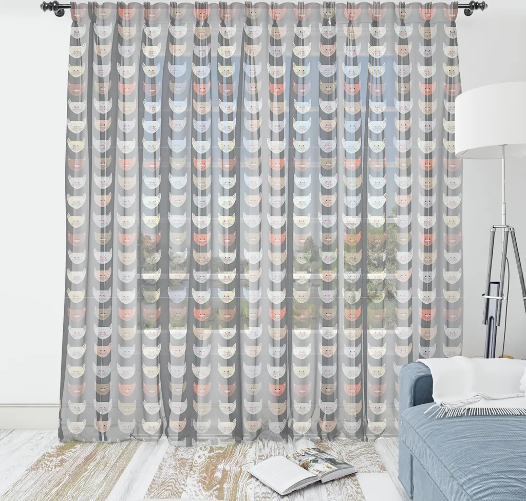 Decorazione Parete Gatti ABAKUHAUS Raso Setoso 160x274 Grigio