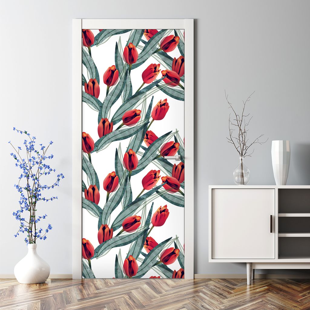 Dekorative Klebefolie selbstklebend Tapete Türposter dekoration Aquarell rosa Blumen 70 x 200 cm