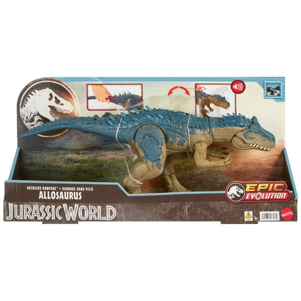 A toy dinosaur in its packaging.