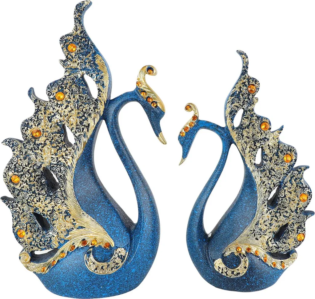 Cygnes décoratifs bleus - Cadeau de mariage idéal et déco de salon chic