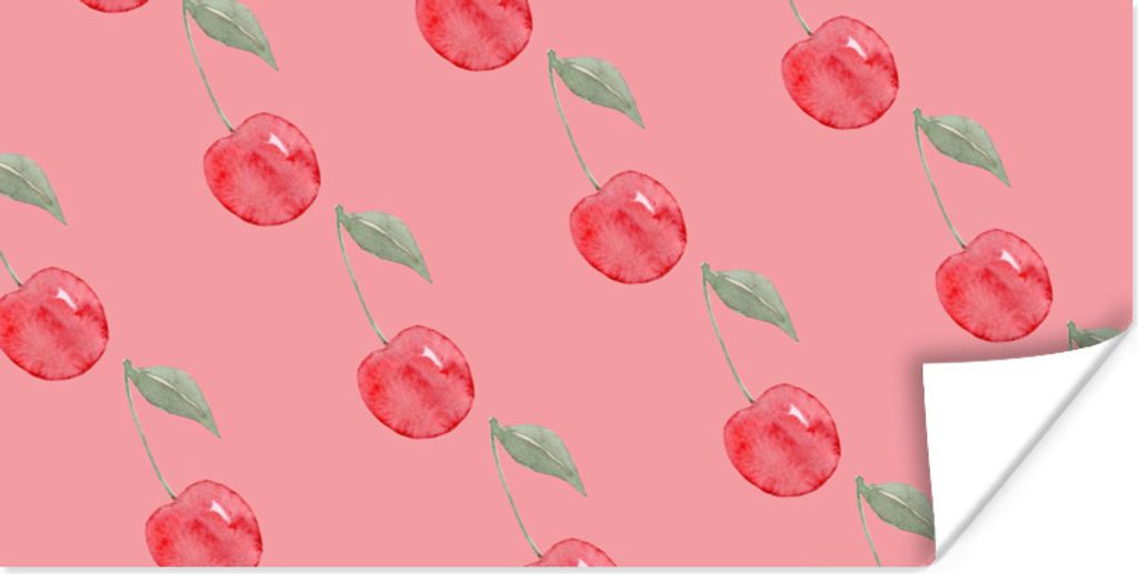 MuchoWow Poster Kirsche - Rosa - Aquarell 160x80 cm - Foto Poster