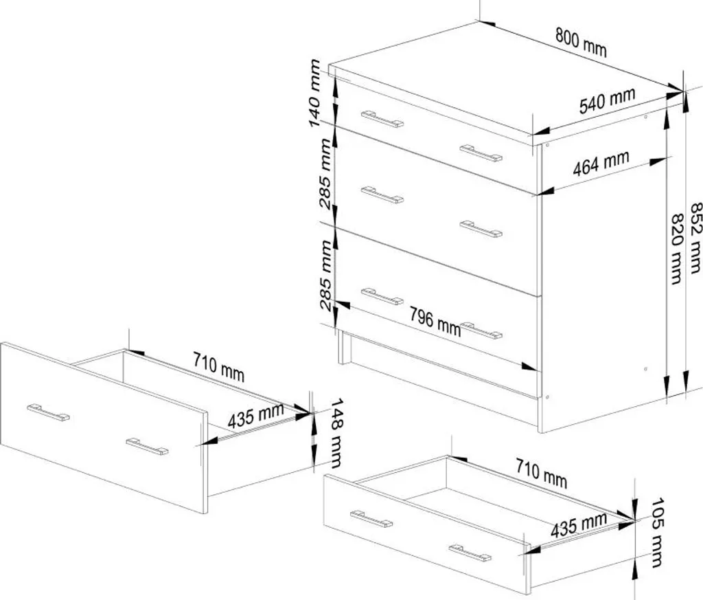 Meuble de rangement 80 cm TRIVORA pour bureau organisé et moderne - 3