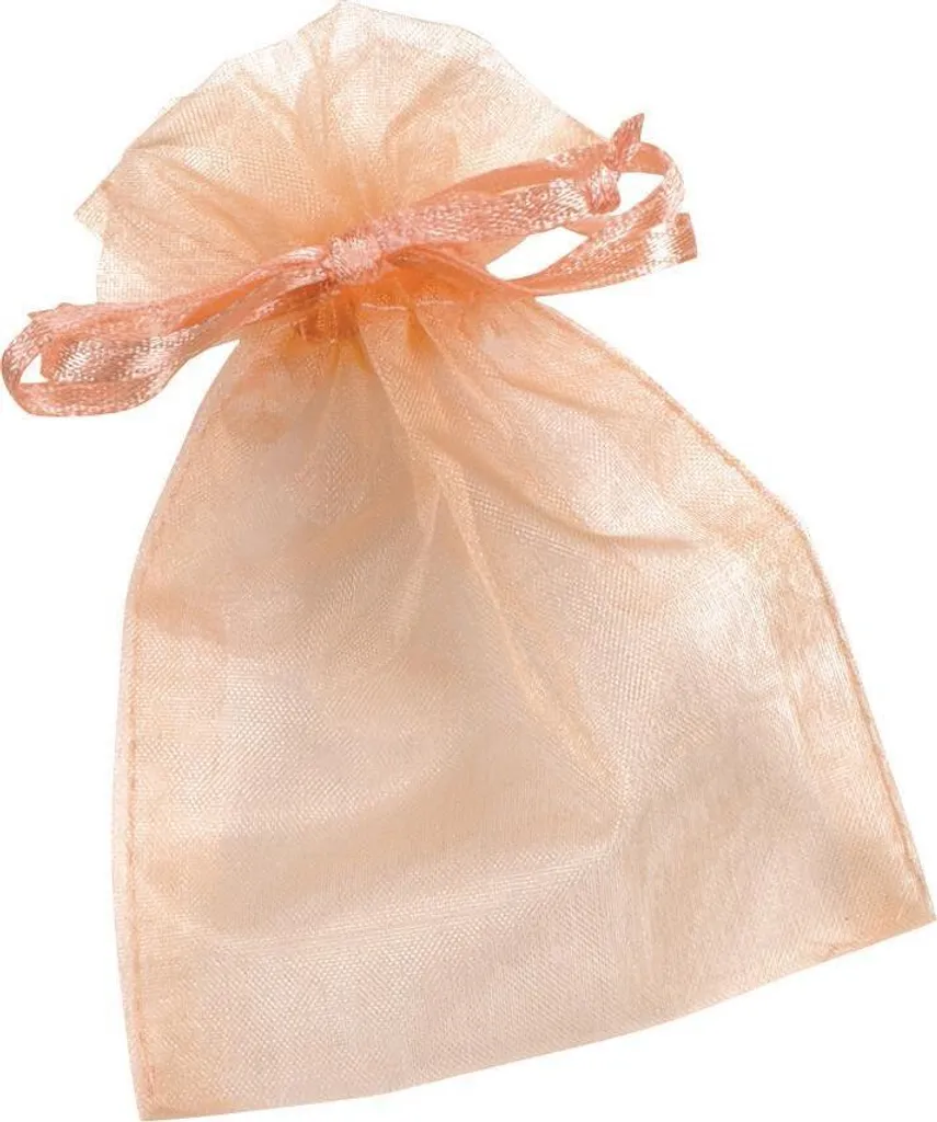 Sachet d'organza saumon 13x10 cm pour dragées et bijoux de fête