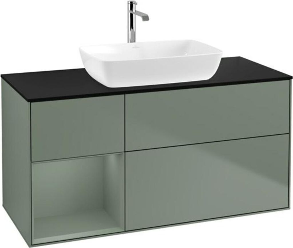 V&B Waschtischunterschrank Wandbeleuchtung Finion 120cm, Pl b m, Rg Oli. m Lac, Oli. m Lac