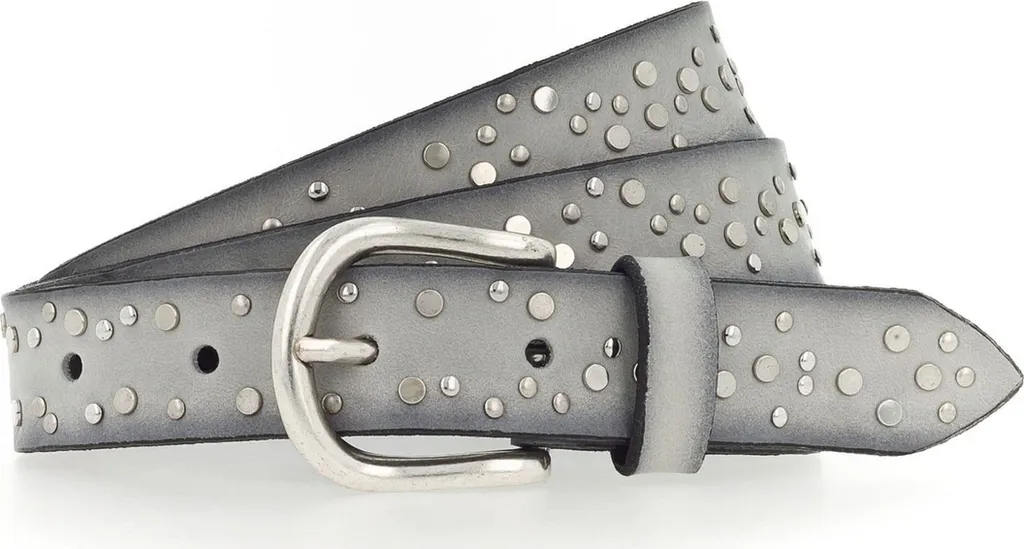 Vanzetti Pelle Cintura 25mm Grigio Chiaro: Stile Rivet Belt W100