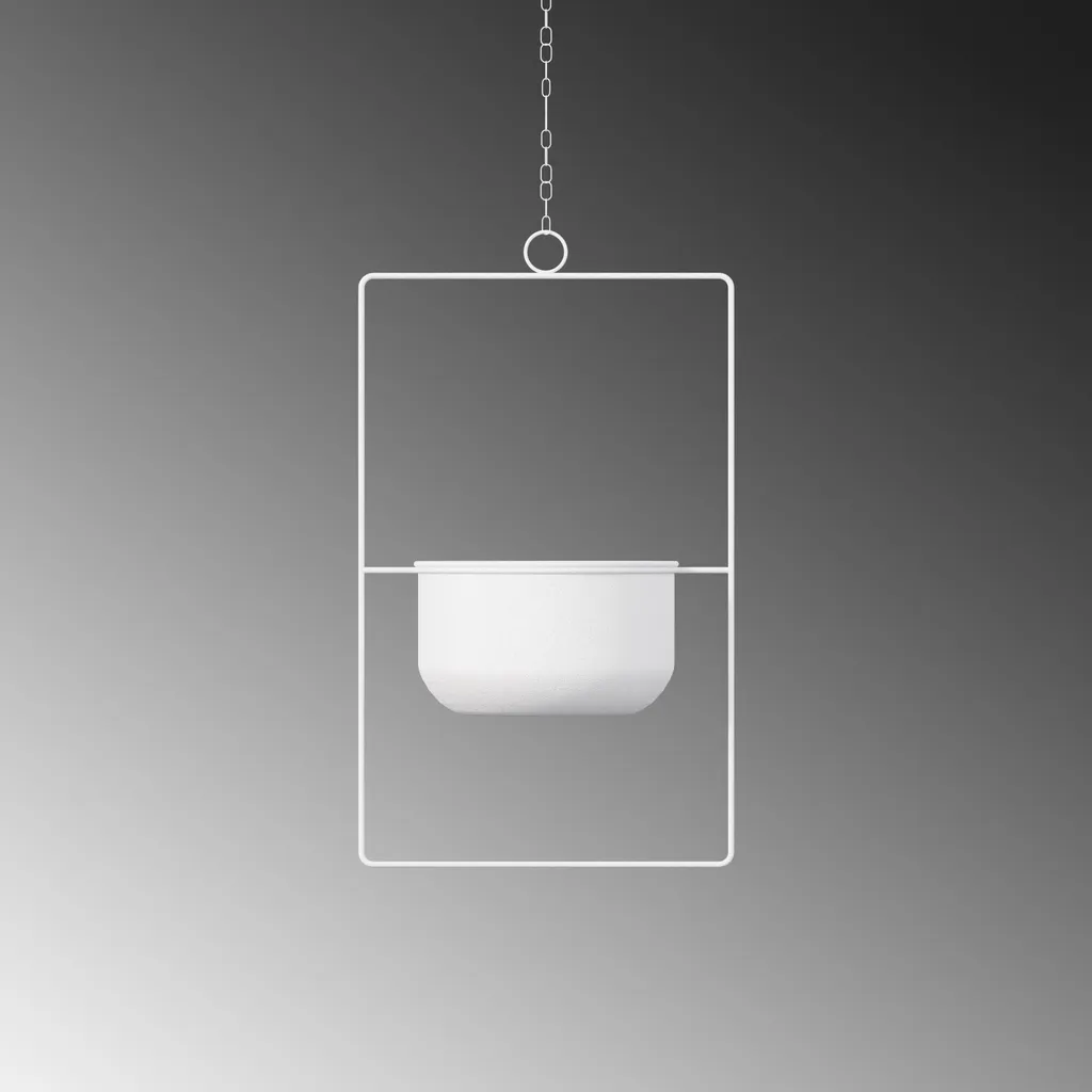 Pot décoratif robuste en métal blanc - Solution déco durable 40 cm haut
