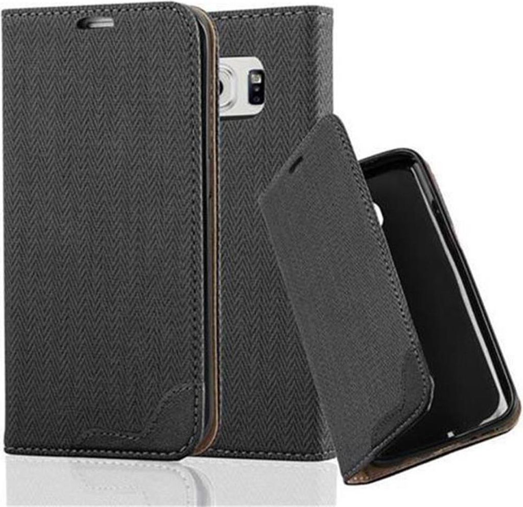 Cadorabo Hülle für Samsung Galaxy S6 EDGE Schutzhülle in Schwarz Cover Handyhülle Tasche Case Etui Standfunktion