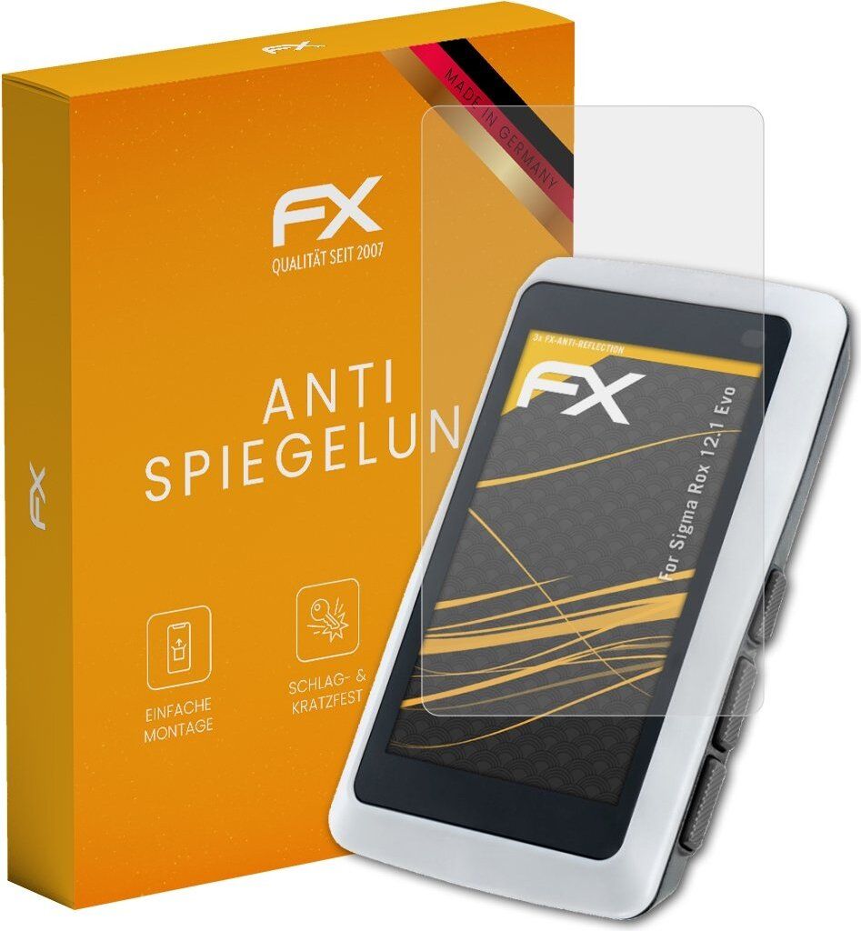 atFoliX FX-Antireflex 3x Schutzfolie kompatibel mit Sigma Rox 12.1 Evo Displayfolie
