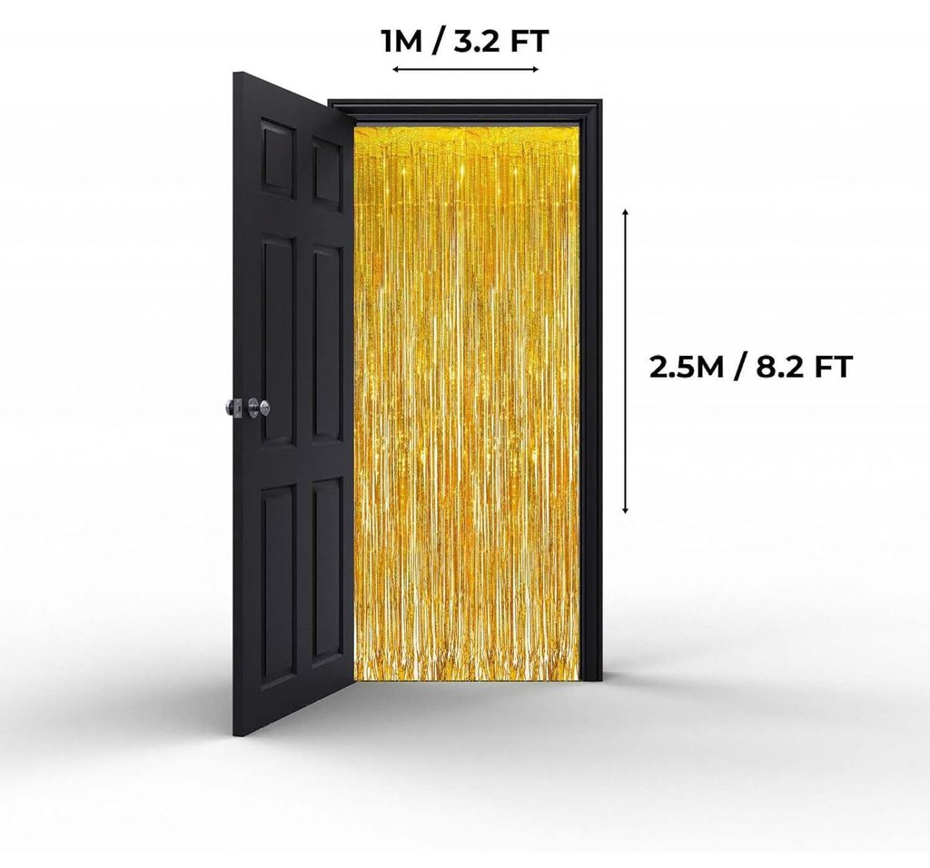 Lametta Vorhänge Gold 1x2,5m 2 Stück Glitzervorhang Produktbild 