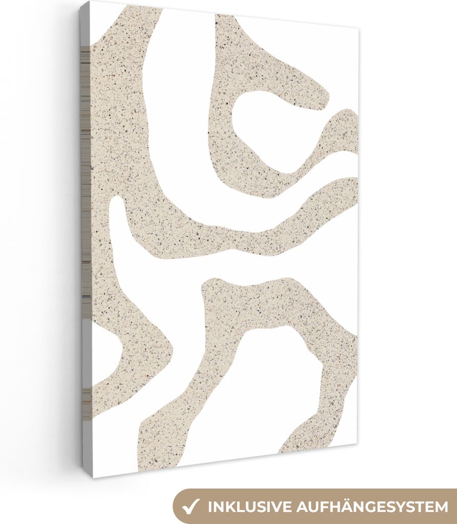 MuchoWow - Leinwandbilder - Abstrakt - Terrazzo - Design - Beige, Wandbild, Wanddeko Bilder Wohnzimmer, 60x90 cm