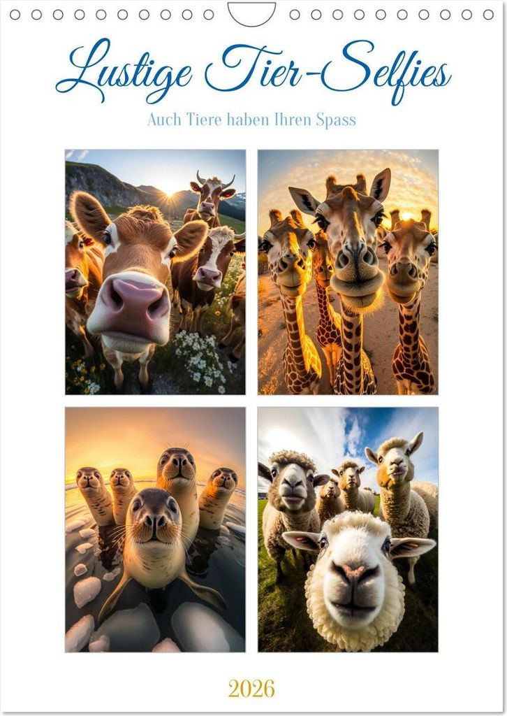 Lustige Tier-Selfies (Wandkalender 2026 DIN A4 hoch), CALVENDO Monatskalender