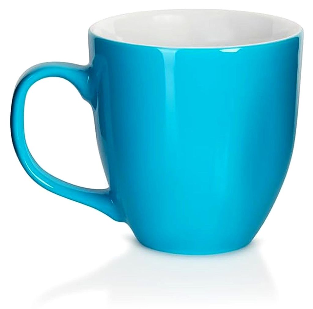 Jumbotasse, große Kaffeetasse aus hochwertigem Porzellan mit hochglänzender Oberfläche, Paradise Blue, 400ml