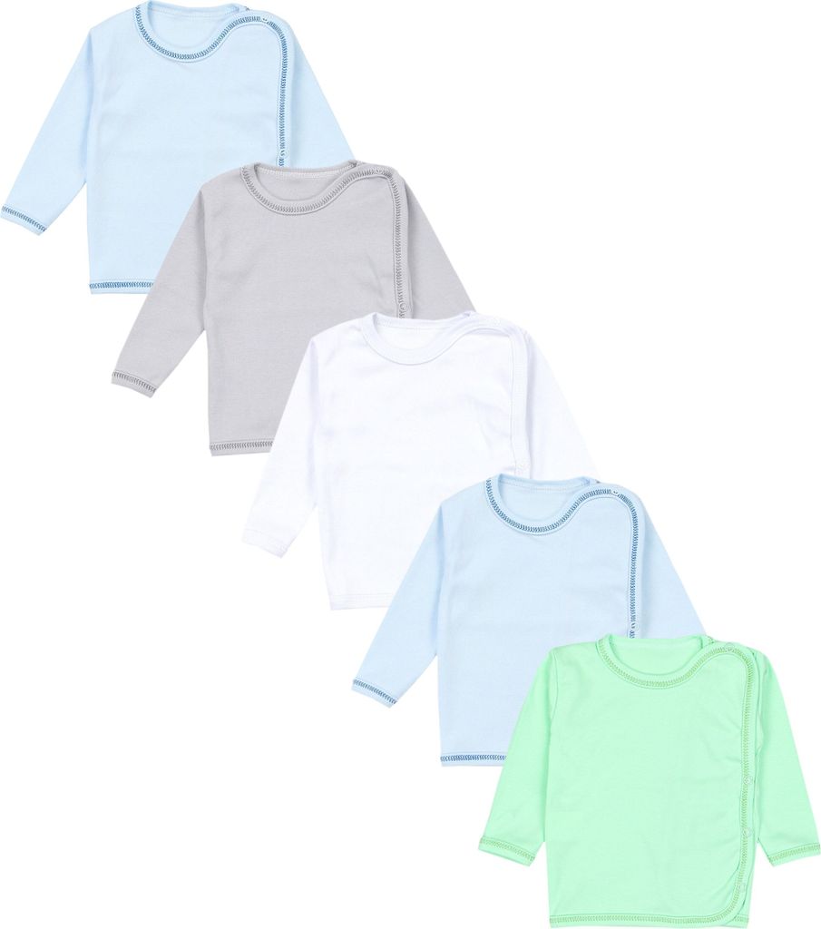 TupTam Uni Baby Wickelshirt Langarm 5er Pack, Farbe: Junge, Größe: 50