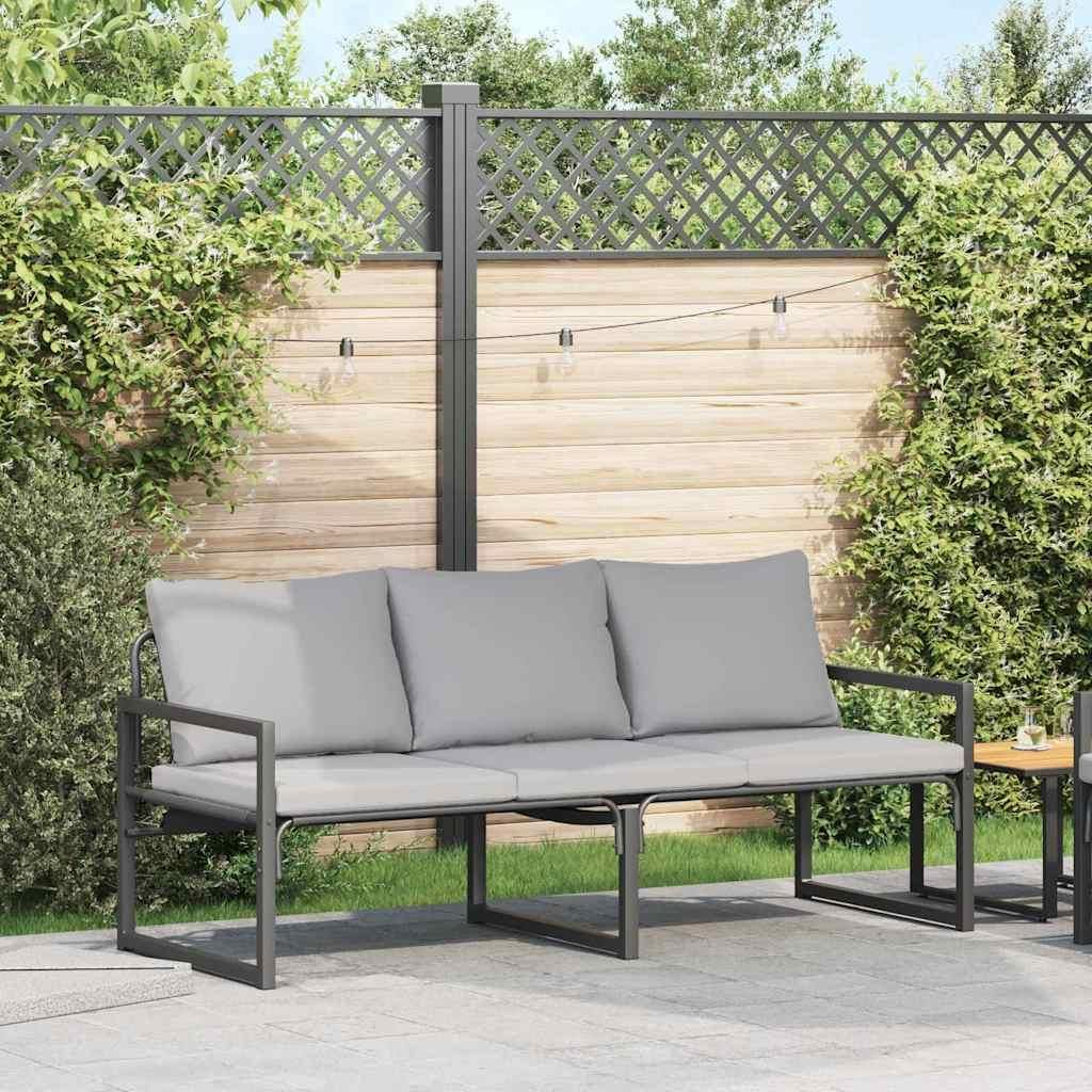 Gartenbank Schwarz 61 x 72,5 x 71 cm Stahl, Gartensofas Design Möbel Neu