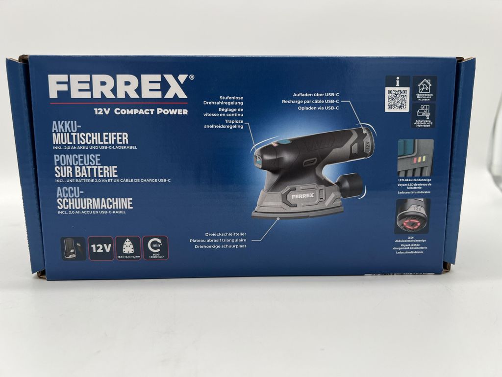 FERREX 12 V Akku Multischleifer inkl 2,0 Ah Akku und Produktbild 
