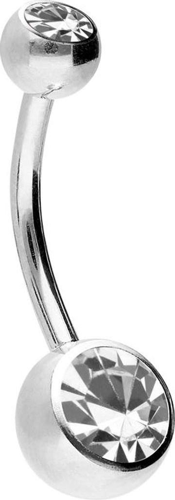 Bauchnabelpiercing Chirurgenstahl Bananabell ZWEI KRISTALLE Produktbild 