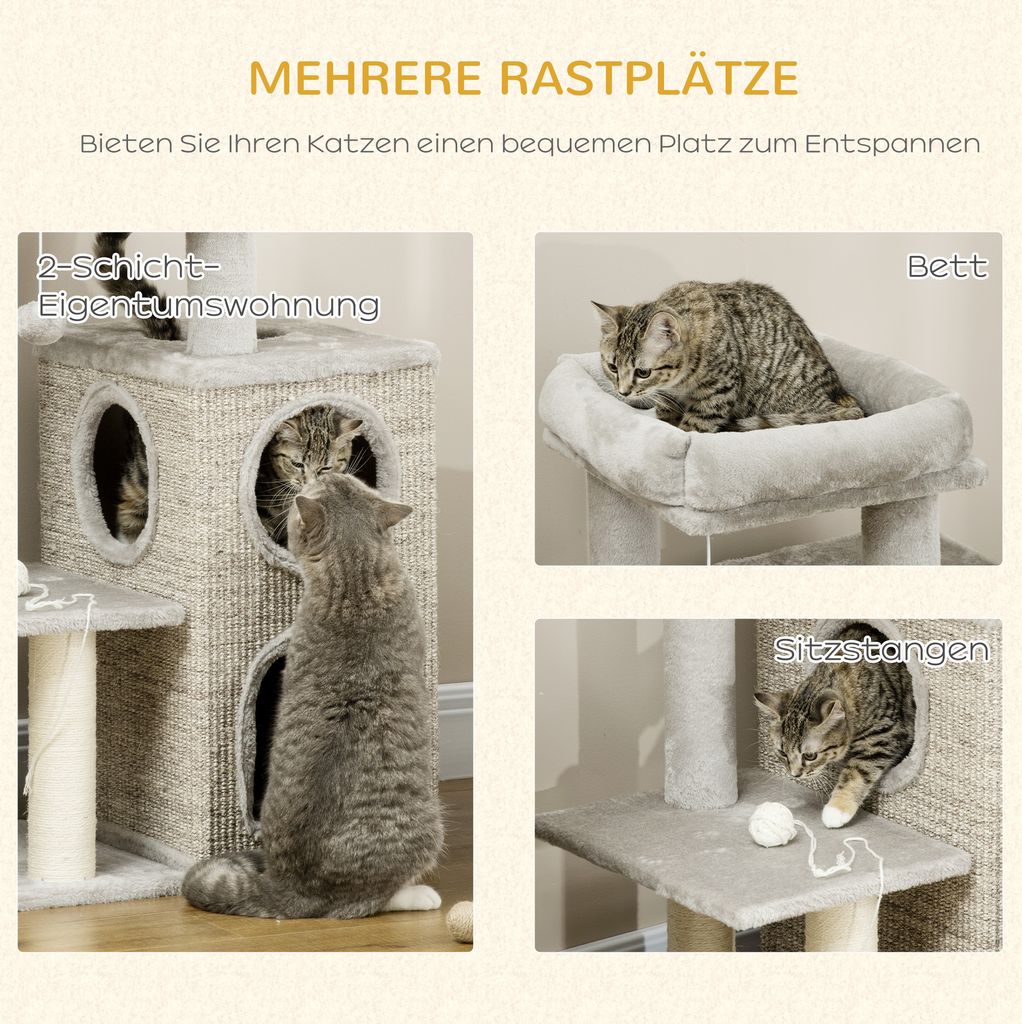 PawHut Kratzbaum, Höhe 91 cm, Kletterbaum mit 2 Produktbild 4