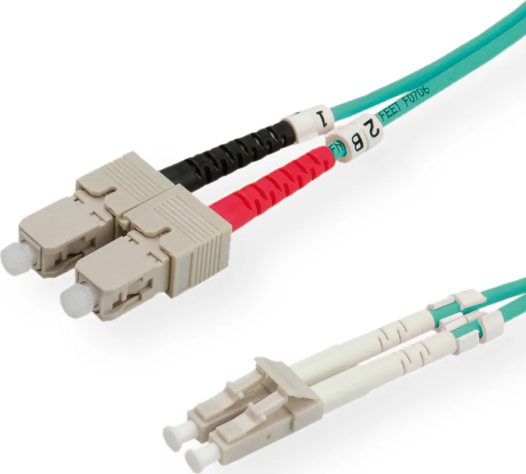 Jarretière optique multimode OM3 LC-SC 2 mètres pour baie réseau