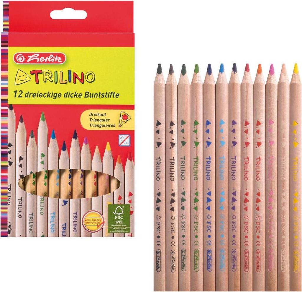 Farbičky Herlitz Trilino trojhranné 12 farieb Produktbild 