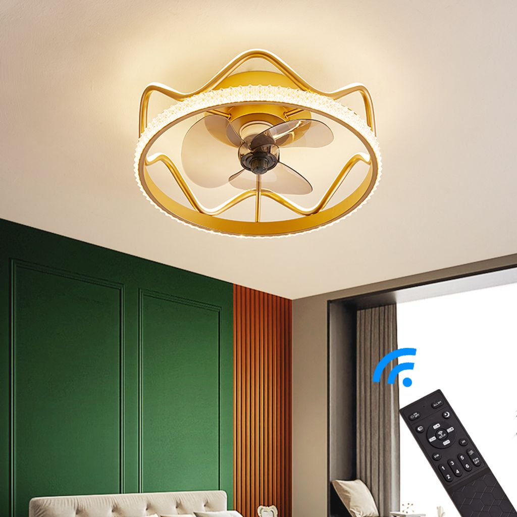 42" Deckenventilator Wohnzimmer Leuchte LED Kronleuchter Deckenlampen Schwarz DE 
