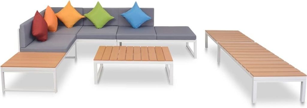 5-tlg. Garten-Lounge-Set mit Auflagen Aluminium und WPC